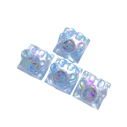 Söta tangenter med kattpote 4 st plast transparenta glitter keycaps för mekanisk spel tangentbord set