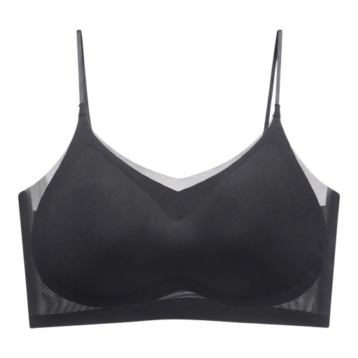 Sottile reggiseno da donna senza ferretti con scollatura a V e schiena bassa a U con spalline sottili e bordi lisci per un uso quotidiano