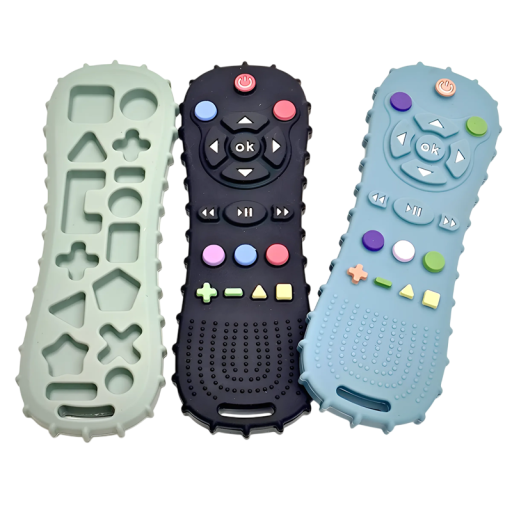 Sottiletta in silicone per bambini 15 x 5 cm Sottiletta per bambini a forma di telecomando Giocattolo sicuro per i denti Sviluppo motorio