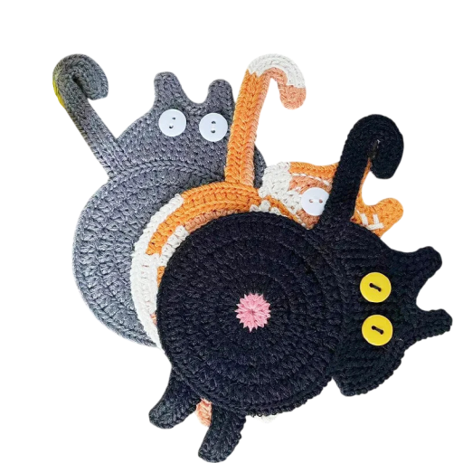 Sottobicchiere e sottovaso con motivo di gatto in design giocoso Sottobicchiere in tessuto termoisolante resistente alle alte temperature Riutilizzabile per tavolo