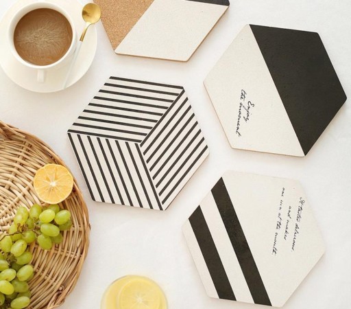 Sottobicchiere in sughero a forma esagonale