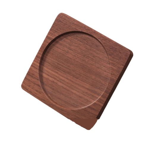 Sottobicchiere quadrato in legno con interno rotondo 9 cm Sottobicchiere resistente al calore per tè e caffè legno per apparecchiare la tavola