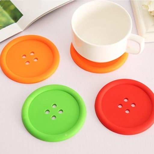 Sottobicchieri in silicone a forma di bottone 5 pezzi