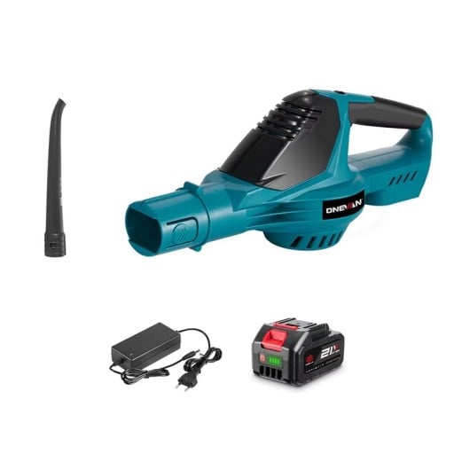 Souffleur à feuilles sans fil avec moteur sans balais 5500 W et vitesse de l'air 180 m/s bleu-noir compatible avec les batteries Makita