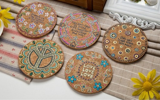 Sous-verres en liège hippie 4 pcs