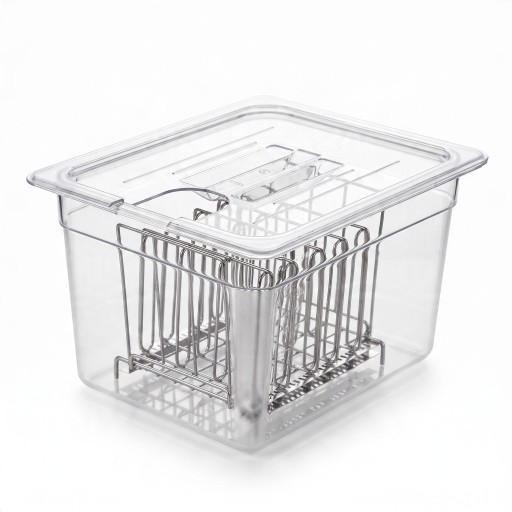 Sous vide container 11 l with lid and stainless steel rack Removable dividers Stainless steel 304 and polycarbonate Transparent Accessories