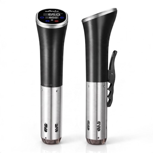 Sous vide ponorný varič Wancle 1100 W LCD dotykový displej Presnosť ±0,1 °C Pre nádobu do 20 l Nerezová oceľ IPX7 Čierny Na mäso a ryby
