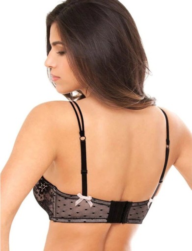 Soutien-gorge sexy pour femmes avec des fleurs et des nœuds - Noir