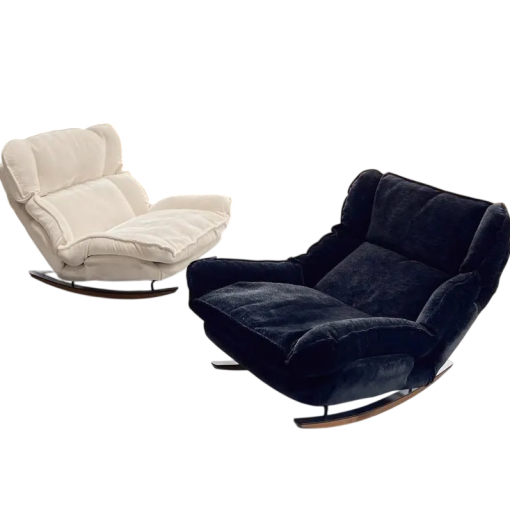 Spacious Rocking Chair for Lounging with Generous Upholstery, Dimensions 93 x 73 cm, Wooden Runners, for the Living Room and Relaxation Zone