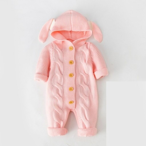 Spädbarnsstickad jumpsuit med öron T2670