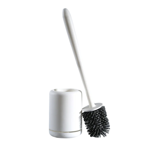 Spazzola WC in silicone 42 x 12,5 cm con supporto da parete Strumento di pulizia rapida per il WC Spazzola bianca Accessori per il bagno Igiene