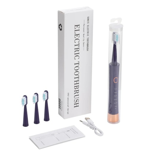 Spazzolino da denti elettrico sonico ricaricabile 38.000 vibrazioni/min 6 modalità IPX7 Impermeabile ricarica USB 4 testine morbide ABS Nylon