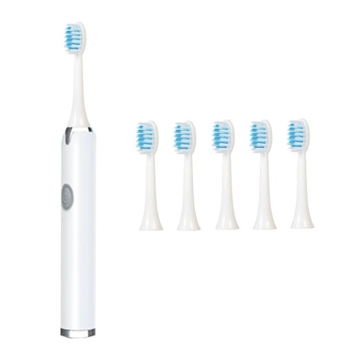 Spazzolino Elettrico Sonico IPX7 Impermeabile per Adulti Setole Morbide 6 Testine 10000 fino a 30000 Movimenti Batteria AA Uso Domestico
