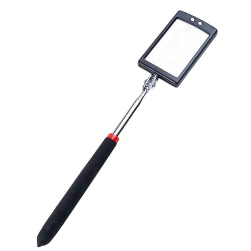 Specchio telescopico di controllo rettangolare 64 x 42 mm Intervallo 29,5–73 cm Illuminazione LED strumento di ispezione