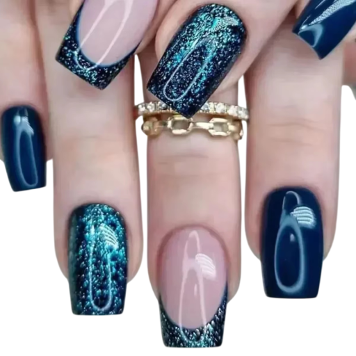 Specifiek ontwerp van kunstnagels 24 stuks Vierkante vorm Voor thuismanicure Opvallende afwerking met origineel visueel stijl
