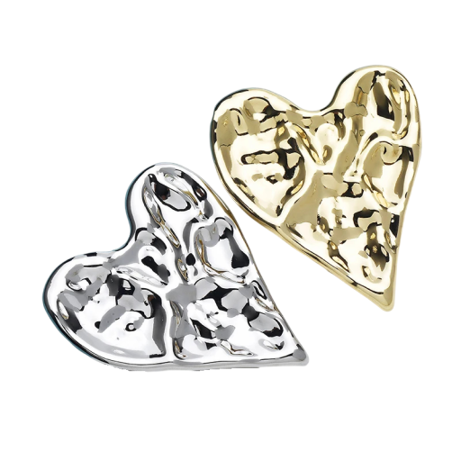 Spilla in acciaio a forma di cuore 7 × 6 cm forma plastica superficie liscia e lucida design geometrico accessorio per abbigliamento bavero cappotto