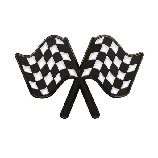 Spilla smaltata bandiera a scacchi da corsa 1,8 × 3 cm distintivo metallico bianco e nero per zaino risvolto abbigliamento accessorio motorsport