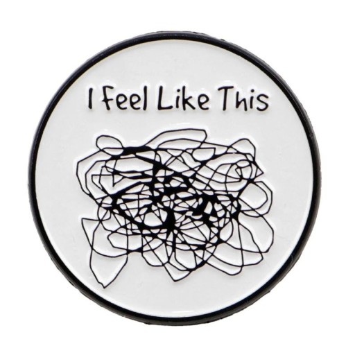 Spilla smaltata con citazione disegno astratto circa 3 × 3 cm spilla in metallo bianca nera motivo minimalista accessorio per zaino