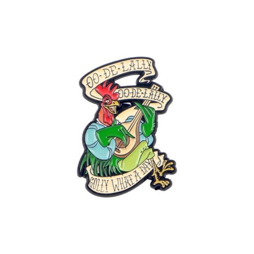 Spilla smaltata con gallo e strumento musicale motivo disegnato 3,1 × 2,2 cm spilla colorata accessorio per zaino abbigliamento regalo