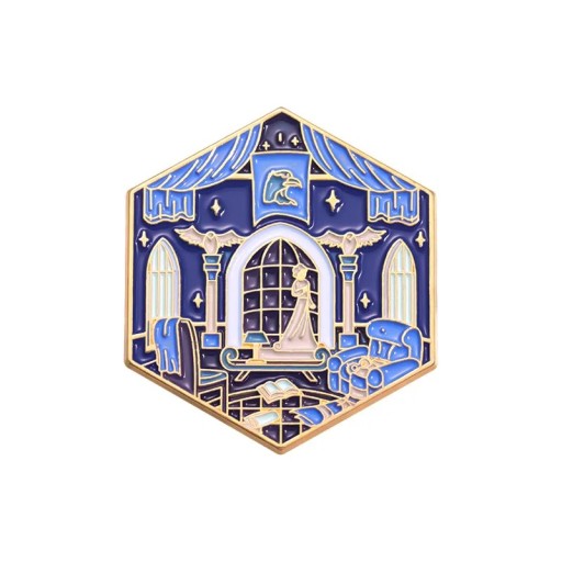 Spilla smaltata Havraspár stanza magica Harry Potter 4 × 3,5 cm spilla in metallo blu oro distintivo per zaino bavero abbigliamento