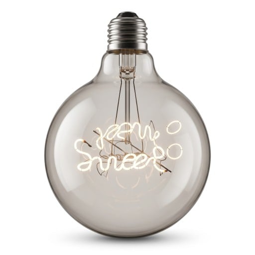 Spiral-LED-Lampe G125 E27 Schriftzug Sweet 4 W 220 V 12,5 x 17,5 cm Glasgehäuse und Aluminiumfassung Warmweißes Licht Für Lampen und Leuchten