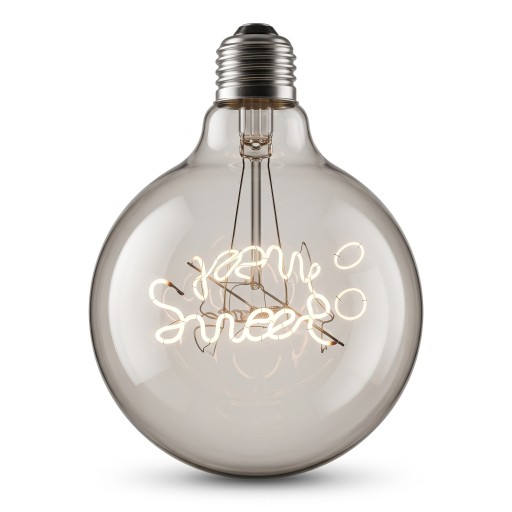 Spirálisan LED izzó G125 E27 Sweet felirattal 4 W 220 V 12,5 x 17,5 cm Üvegburkolat és alumínium foglalat Meleg fehér fény Lámpákhoz és világítótestekhez