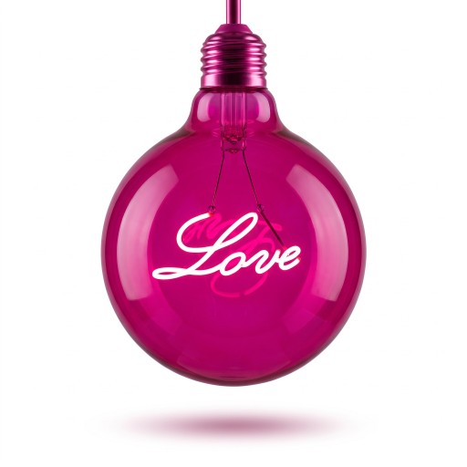 Spirálisan LED izzó szálas G125 E27 Love felirattal 4 W 220 V 12,5 x 17,5 cm Üveg burkolat és alumínium foglalat Rózsaszín fény Lámpákhoz