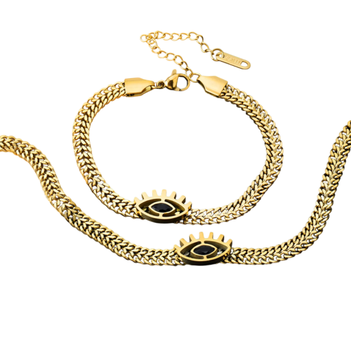 Spiritual Set Necklace Bracelet Stainless Steel Women's Jewellery for Women and Girls Hypoallergenic Accessories with Lasting Shine Motif