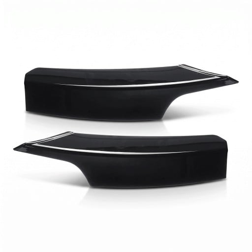 Splitter przedniego zderzaka canards – osłony świateł przeciwmgielnych L+P 49 cm, plastik ABS, błyszcząca czerń, do BMW F30 F31 F35 M Sport 2012–2019