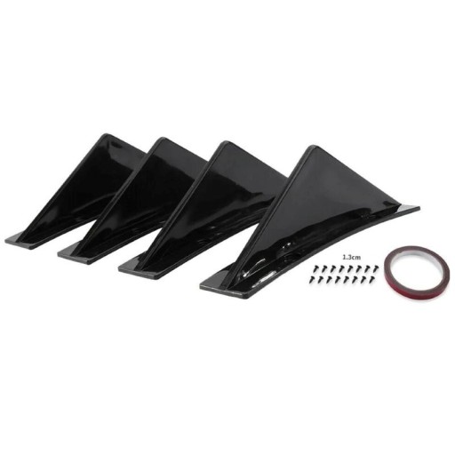 Spoiler til bageste kofanger 4 stk beskyttelseshætter til diffusor 15 x 3 cm og 5 x 9 cm plast sorte universelle biltilbehør