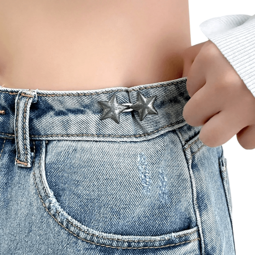 Spona na utažení kalhot v pase Nastavitelná přezka bez nutnosti šití Kovový klip se dvěma hvězdami Praktické zkrácení pasu Oblečení Doplňky