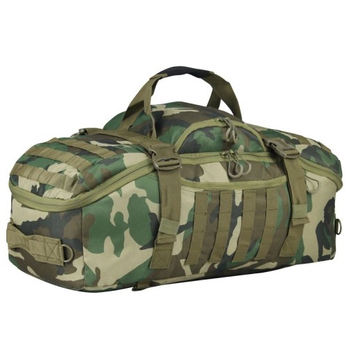 Sport- och reseväska 3 i 1 Ryggsäck och axelväska Volym 45 l 60 x 30 x 25 cm Nylon 600D Kamouflage Woodland För fitness och resor