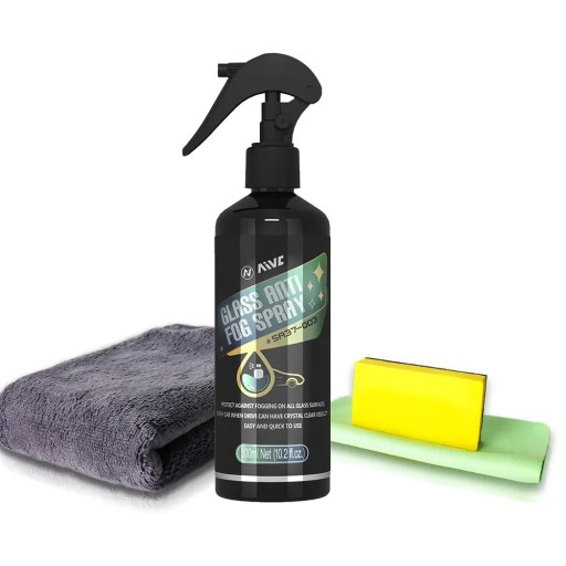 Spray anti-buée pour pare-brise 300 ml protection hydrophobe chiffon éponge microfibre application pare-brise automobile