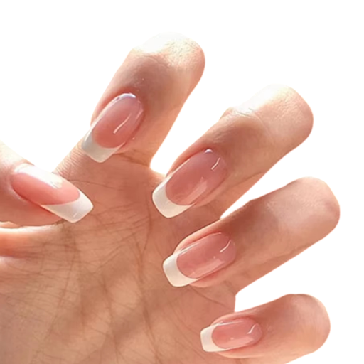 Square French Nails 24 pcs Wearable Artificial Tips with Glue and File Long-Lasting DIY Manicure for Women
