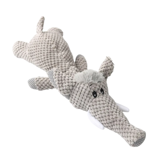 Squeaky Plush Dog Toy Grey Elephant 40 cm Interactive Durable Chew Toy Made of Polyester and Cotton for Small and Medium Dogs