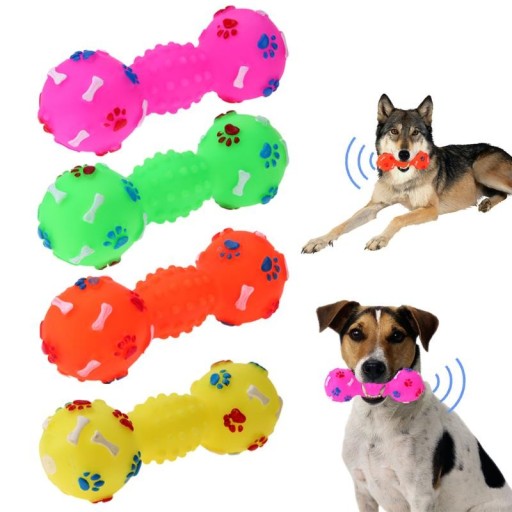 Squeaky Rubber Dumbbell for Dogs