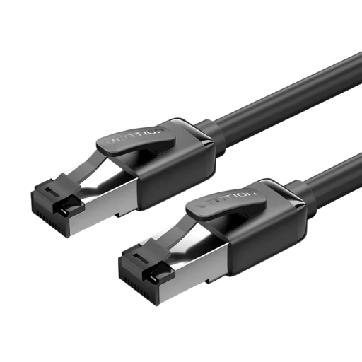 Stabil adatátvitel Cat8 RJ45 SFTP 3 m 40Gbps 2000MHz csavart rézvezeték fekete kerek kábel routerhez modemhez hálózathoz