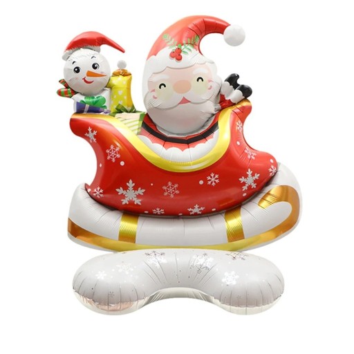 Stående juleballon-julemand på kane