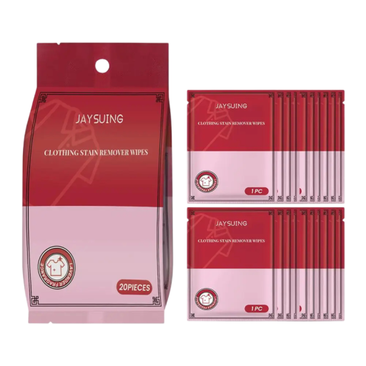 Stain Wipes for Clothing Quick Cleaning 20 pcs Moist Textile Red Pink for Removing Dirt from Garments