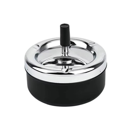 Stainless Steel Ashtray 9 × 9.5 cm Self-Cleaning Rotating Ashtray with Lid Push-Down Rotating Ashtray for Smoking Cigarettes 360°
