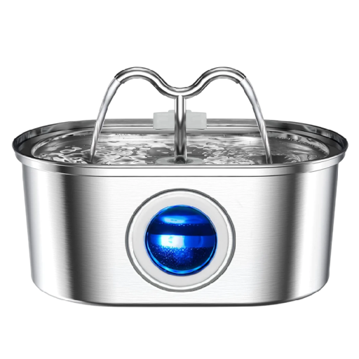 Stainless Steel Cat Fountain 3.2 L with LED Light Automatic Water Dispenser with Quiet Operation Water Circulation and Level Control