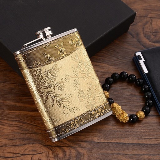 Stainless Steel Hip Flask with Ornaments