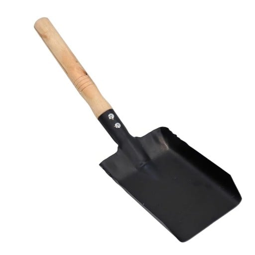 Stalen aschelepel 22x16x9,5 cm IJzeren lepel met houten handvat Gereedschap voor het schoonmaken van de open haard Accessoire voor kachels