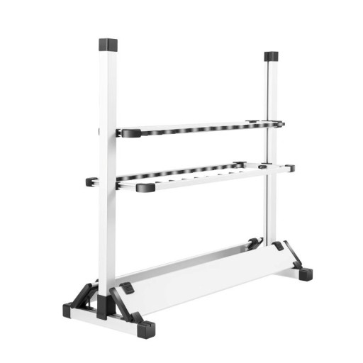 Ställ för fiskespön 24 platser 71,5×31×70 cm aluminiumlegering flerlagers vit hållare för förvaring och fiske