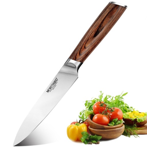 Stalowy nóż z drewnianym uchwytem