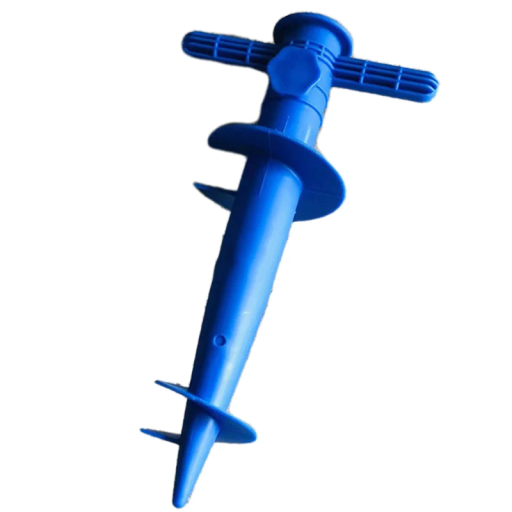 Stâlp de pământ din plastic pentru umbrelă 31 x 17 cm Cu vârf și spirală Suport reglabil Ideal pentru nisip și gazon Culoare aleatorie