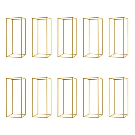 Stâlp floral de nuntă Structură metalică pliabilă Set 10 buc 24 x 24 x 60 cm Profil 10 mm Aurie Pentru nuntă petrecere și decorarea sălii