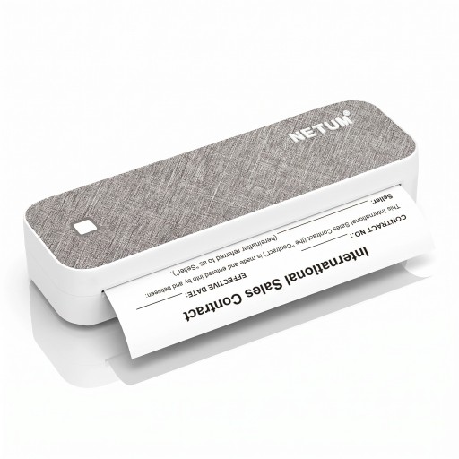 Stampante termica portatile A4 senza inchiostro, Bluetooth e USB, batteria 1500 mAh, 203 DPI, grigia, per stampa mobile di documenti in viaggio