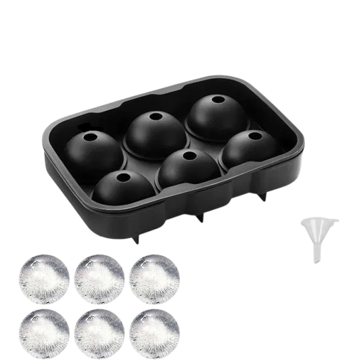 Stampo in silicone per ghiaccio 6 posti rotondo con coperchio e griglia, 18x12,5x4,6 cm – Stampo pratico per la produzione di ghiaccio con protezione