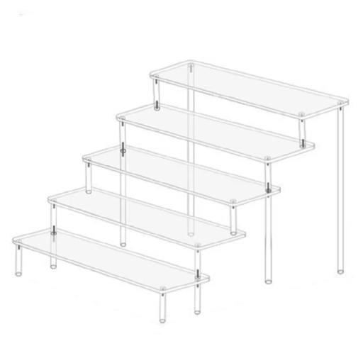 Stând transparent din acril pentru expunere 40 x 31,5 x 25 cm vitrină cu 5 niveluri organizator multifuncțional pentru figurine cosmetice bijuterii decorațiuni
